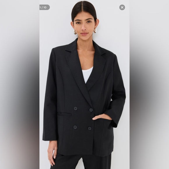 BNWT Lioness Wyoming Classic Oversized Double Breasted Black Blazer size XS - Picture 2 of 7